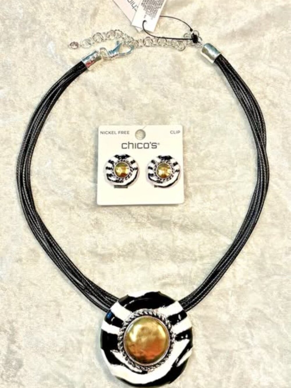 NWT Chico's Originals Zebra Pendant AND Matching earrings.
